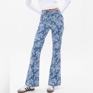 Gap x LoveShackFancy 70s Flare High Rise Floral Jeans Denim Blue Roses 4/27